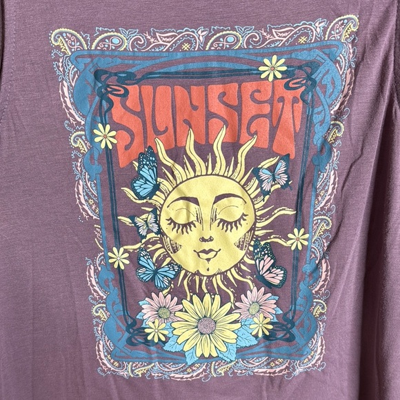 Obsessive Love Sunset Graphic Purple Tank Top Size Small - Picture 5 of 6